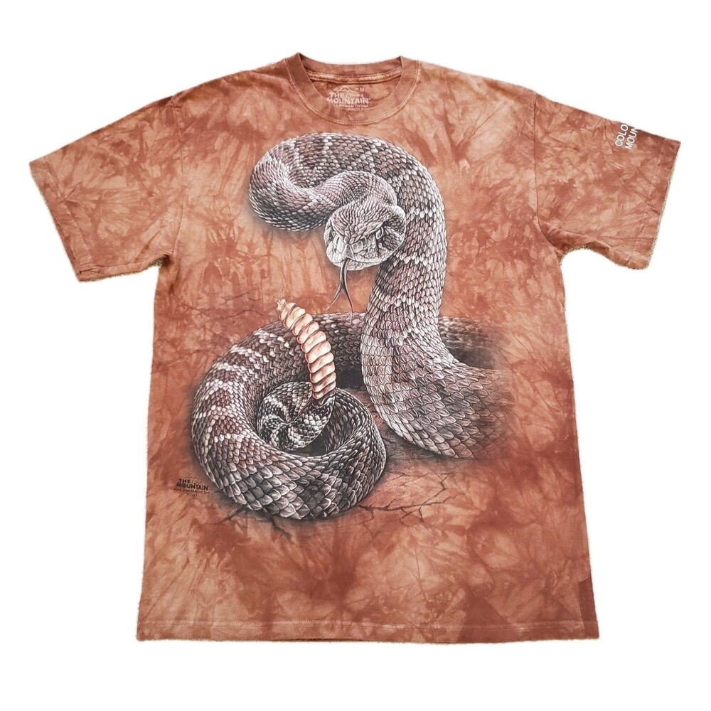 The Mountain 2014 Rattlesnake Sz Medium Mens Brown T-Shirt Colossal Cave Tie Dye